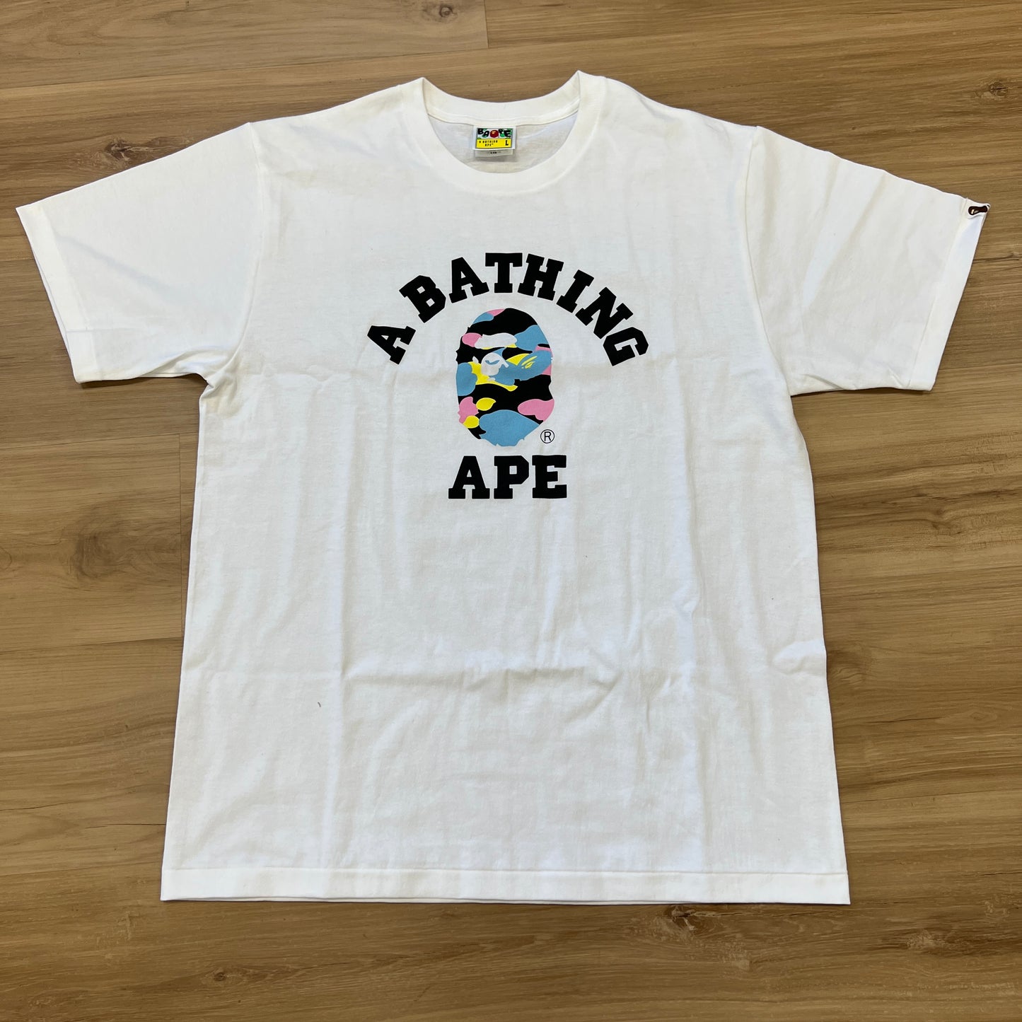 A Bathing Ape New Multi Camo College Tee White