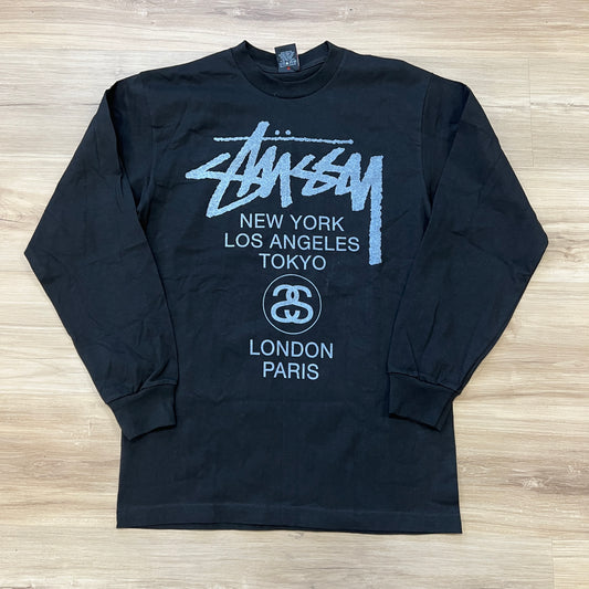 Stüssy Men's World Tour Long Sleeve Tee Black