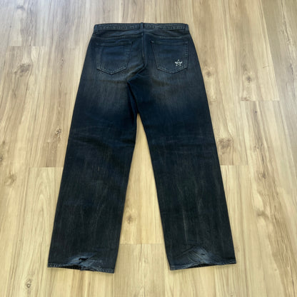 Supreme Distressed Loose Fit Selvedge Jeans Washed Black