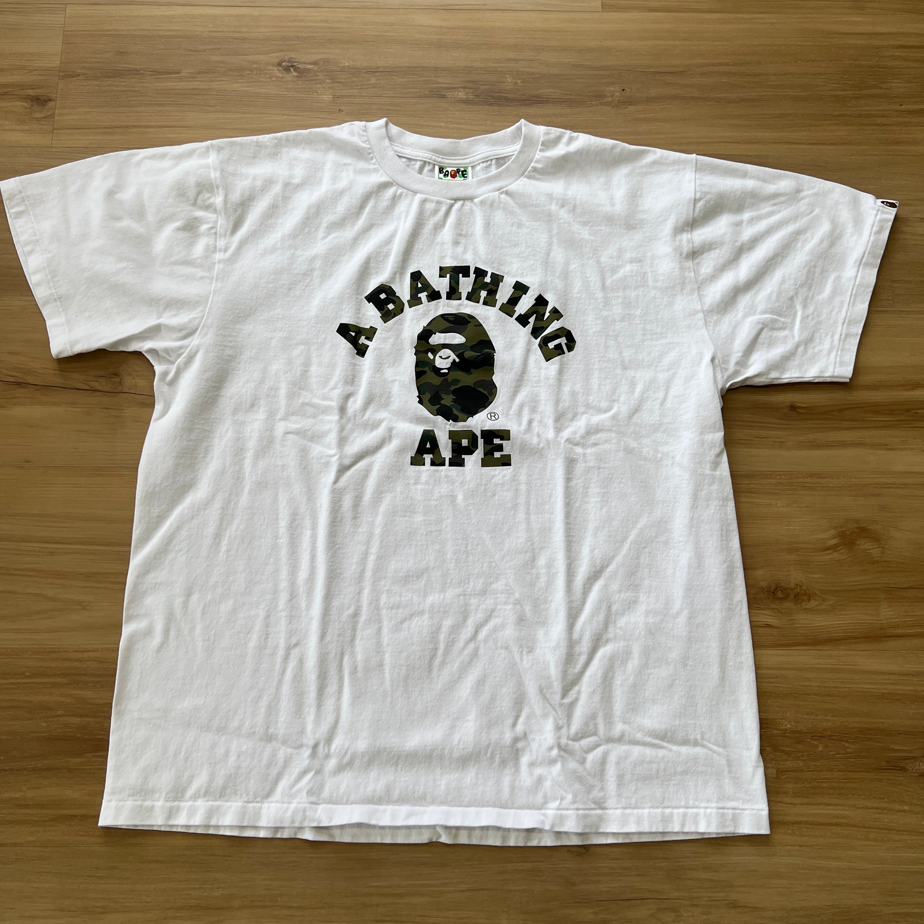 美品　A BATHING APE 1ST CAMO COLLEGE TEE A Bathing Ape 1st Camo College Tee White – Holy Ground