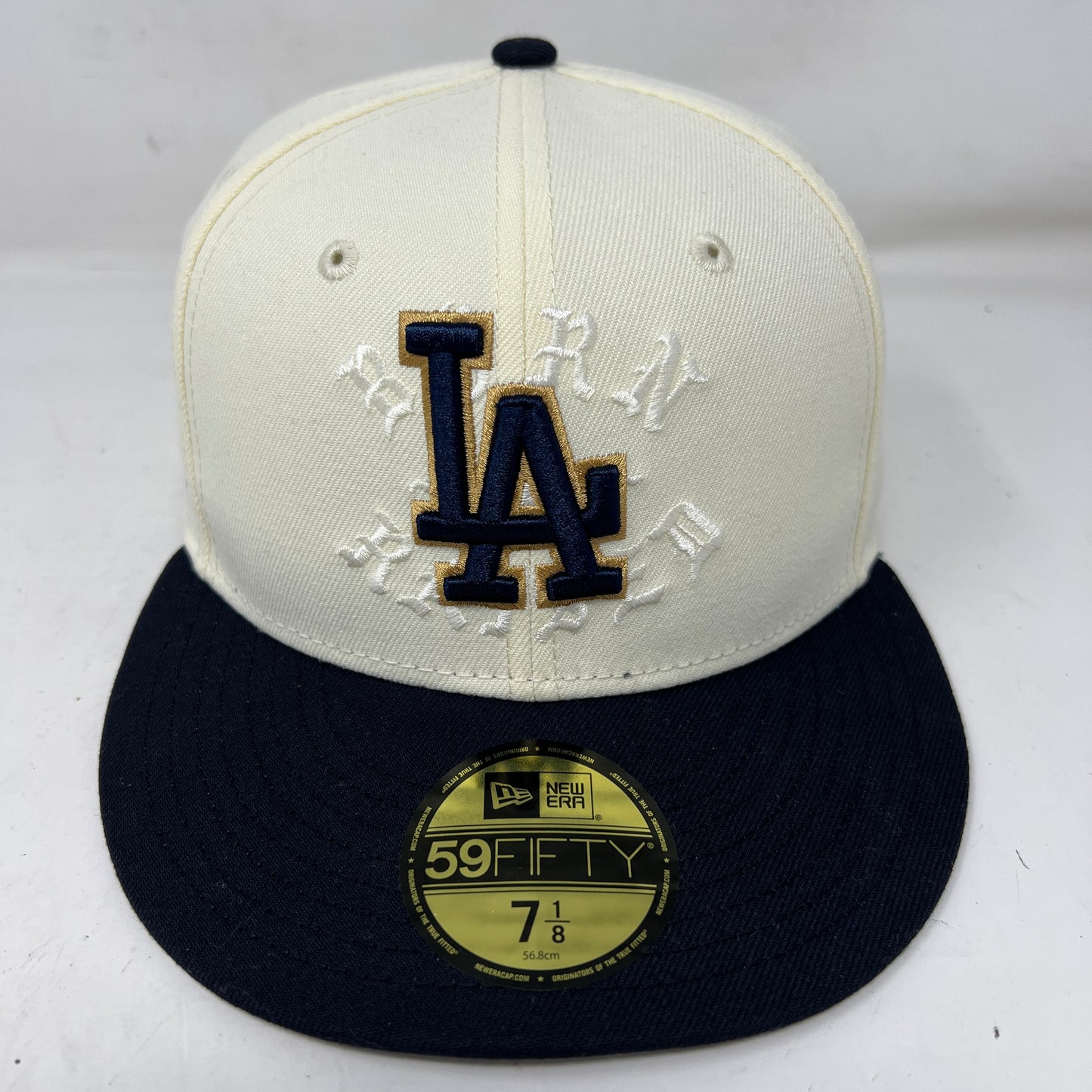 Men's Los Angeles Dodgers New Era x Born x Raised White/Black Nine-Time World Series Champions Chrome 59FIFTY Fitted Hat
