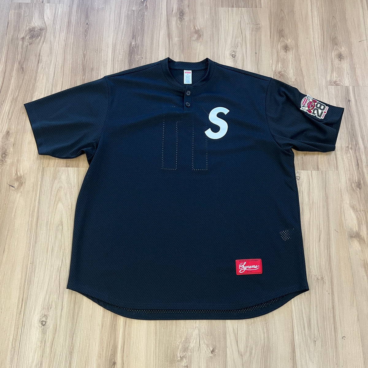 Supreme Japan Shop S Logo Baseball Henley Black
