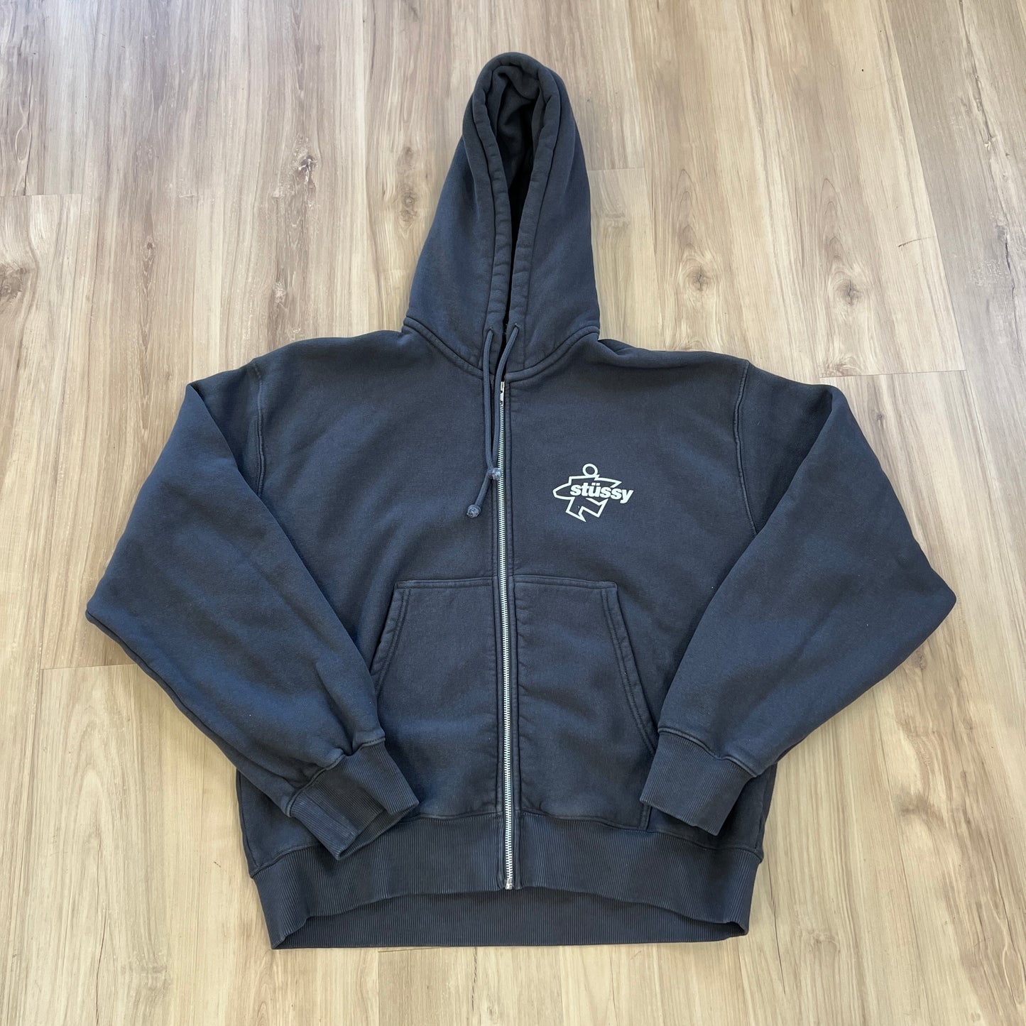 Stussy Surf Size Dyed Zip Hood Faded Black