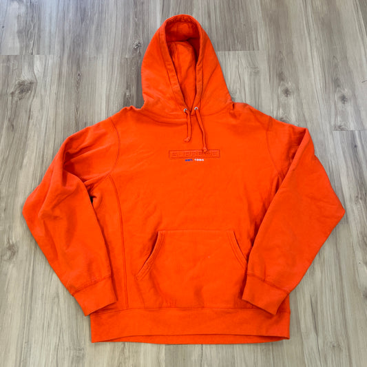 Supreme Embossed Logo Hooded Sweatshirt (SS18) Dark Orange