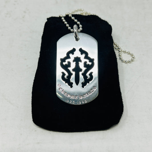 Chrome Hearts Vine Dagger Cut Out Dog Tag Pendant with Ball Chain