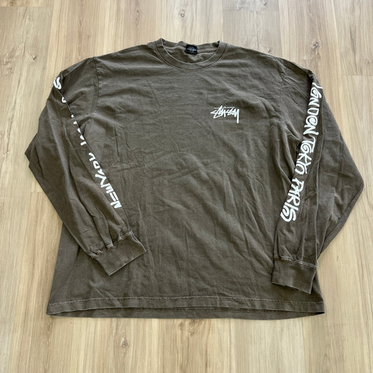Stussy Big Cities Pigment Dyed Long-Sleeve Tee 'Coffee'