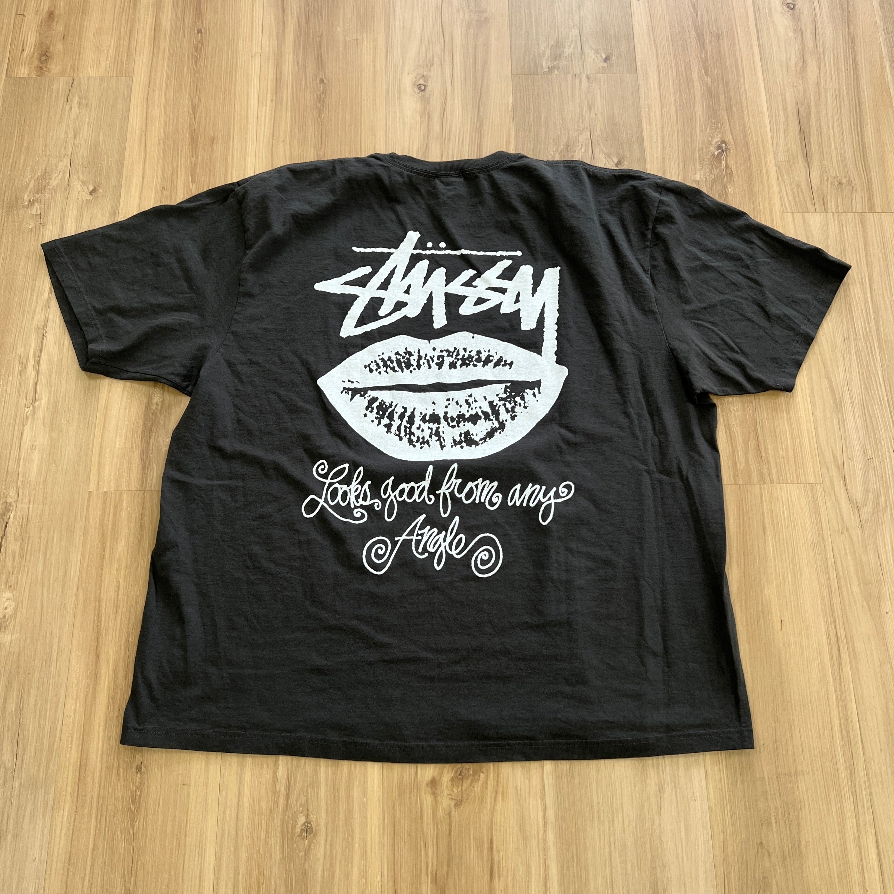 トップス Stussy ANY ANGLE TEE PIGMENT DYED Stussy Any Angle Tee Pigment Dyed 'Faded Black' – Holy Ground