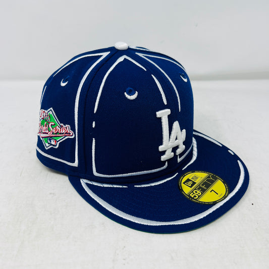 Los Angeles Dodgers New Era x Joshua Vides Royal Outline 59FIFTY Fitted Hat Blue
