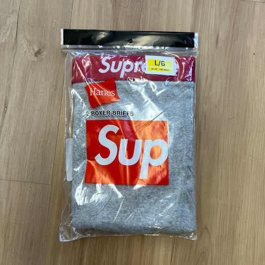 Supreme Hanes Boxer Briefs (2 Pack) Heather Grey