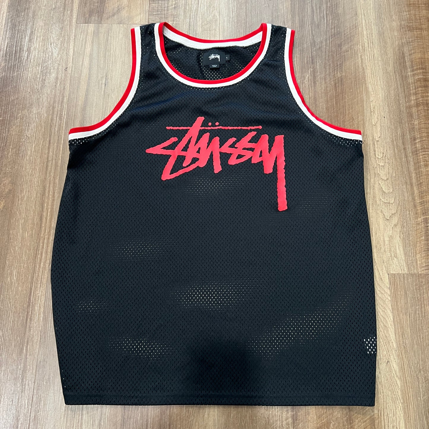 Stüssy black mesh basketball jersey