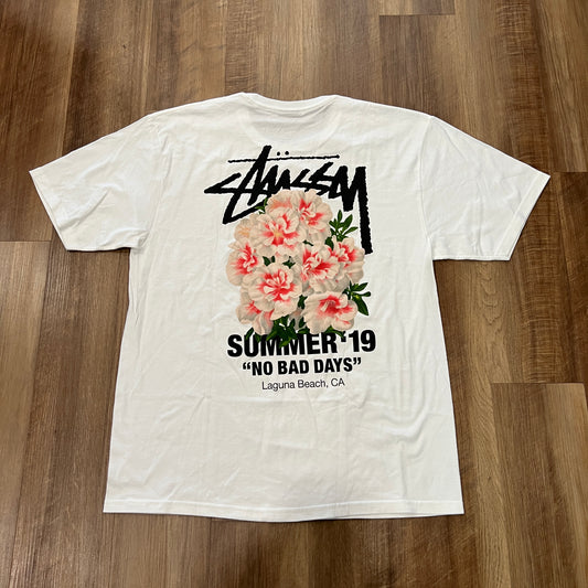 Stüssy Summer '19 "No Bad Days" Carnation T-shirt White