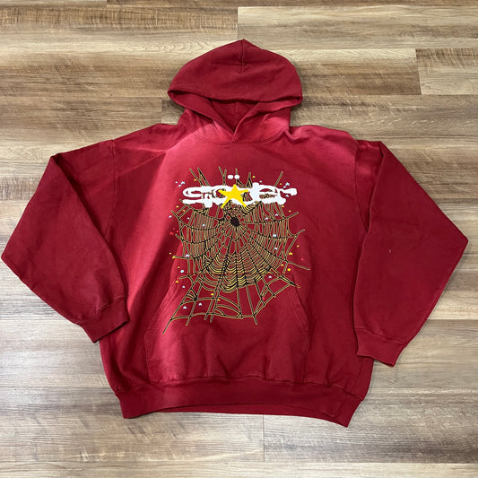 Sp5der Logo Hoodie Maroon