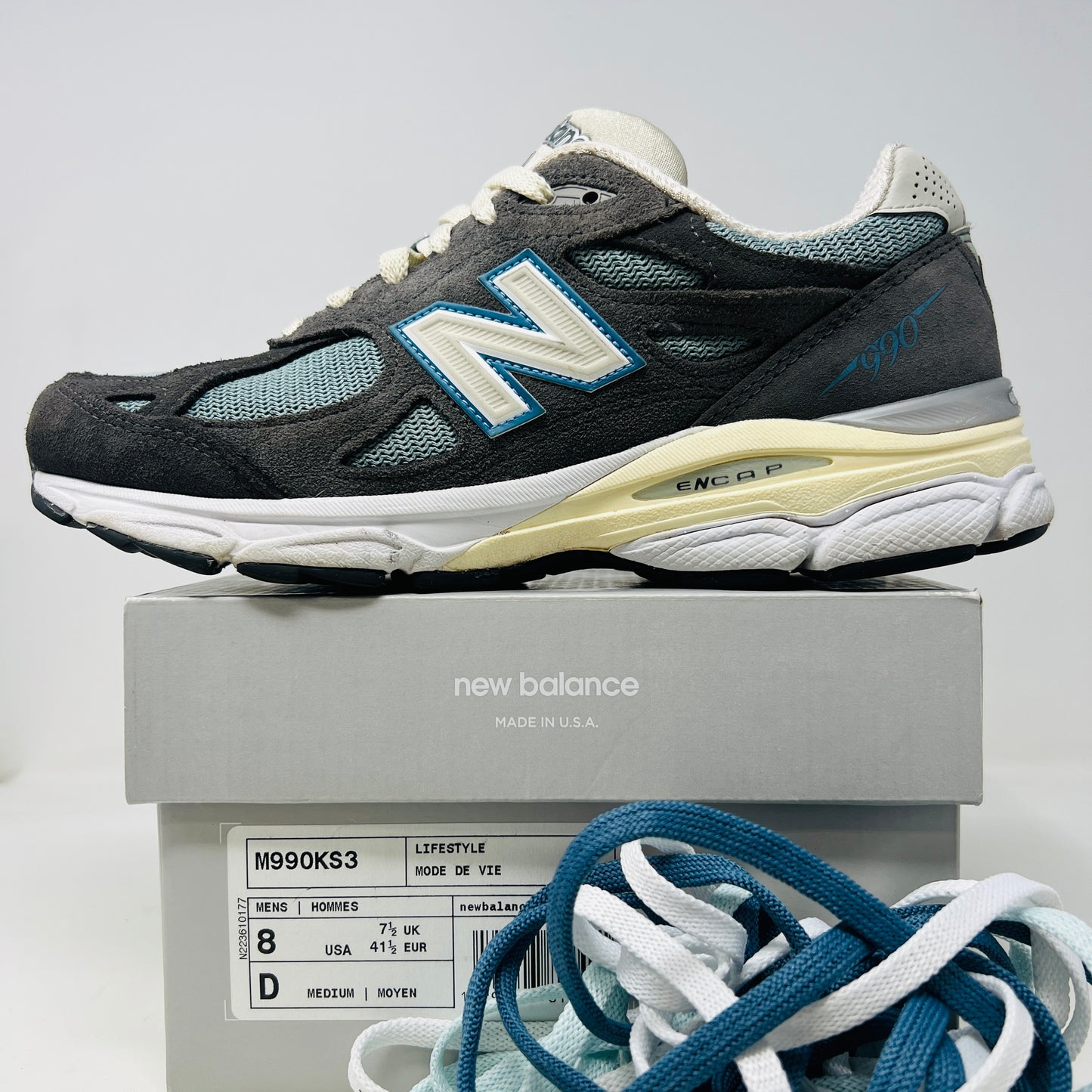 New Balance 990v3 MiUSA Kith Steel Blue