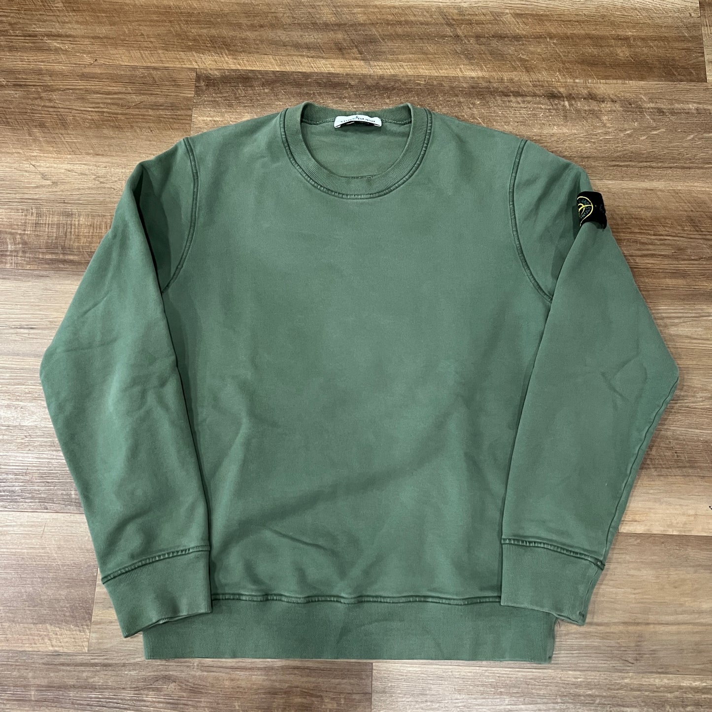 Stone Island Malfilé Cotton Fleece Crewneck Sweatshirt Olive