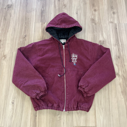 Stüssy Canvas Insulated Work Jacket Wine Red