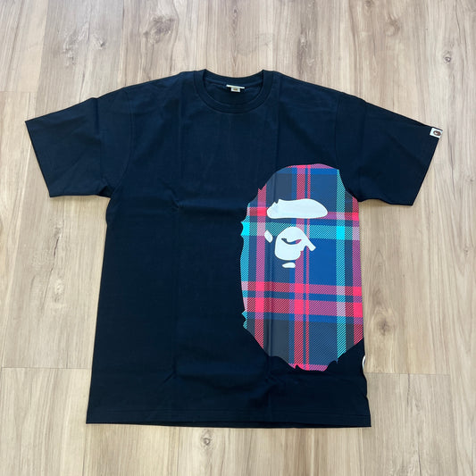 BAPE Check Side Big Ape Head Tee Black/Navy