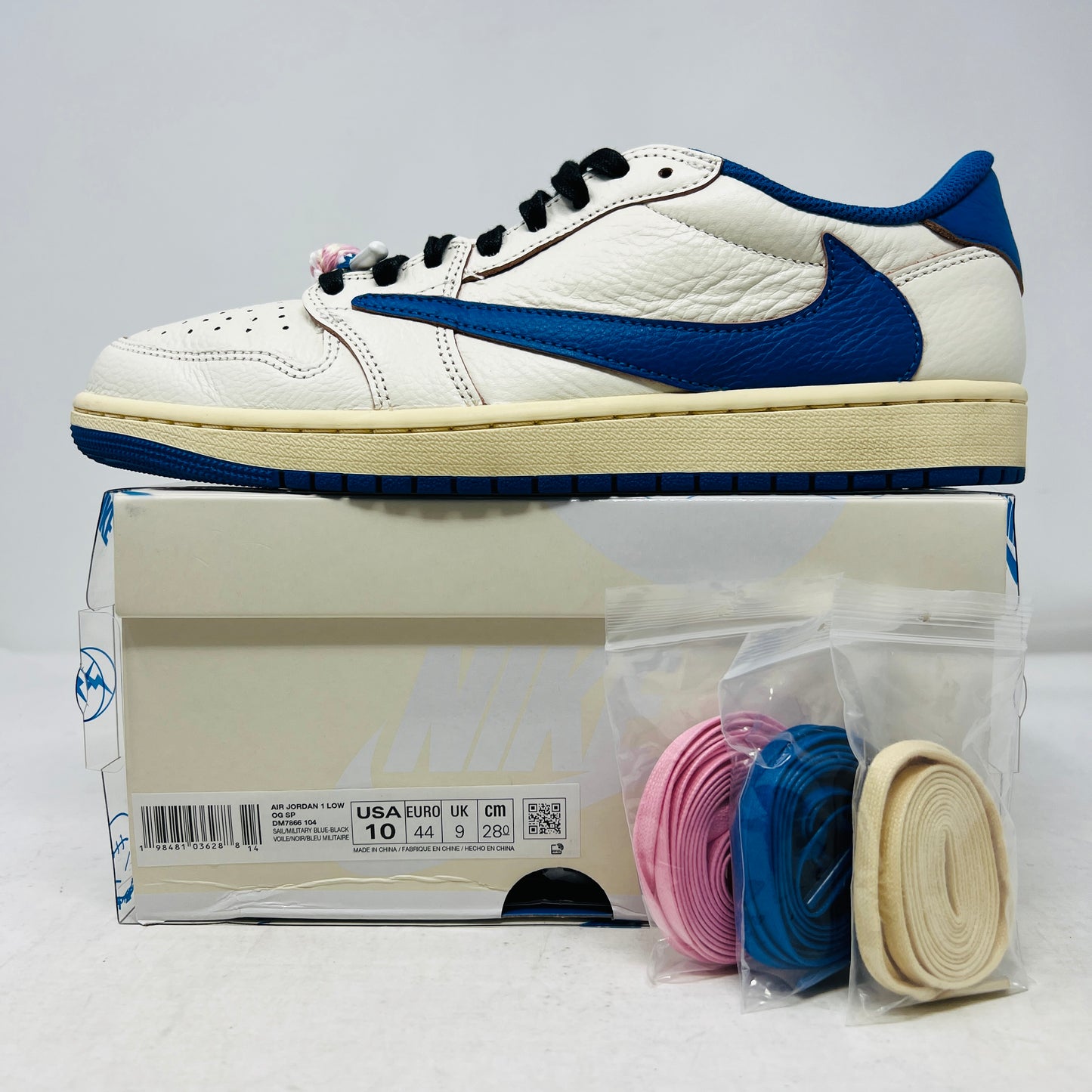 Jordan 1 Retro Low OG SP Fragment x Travis Scott Sail Military Blue
