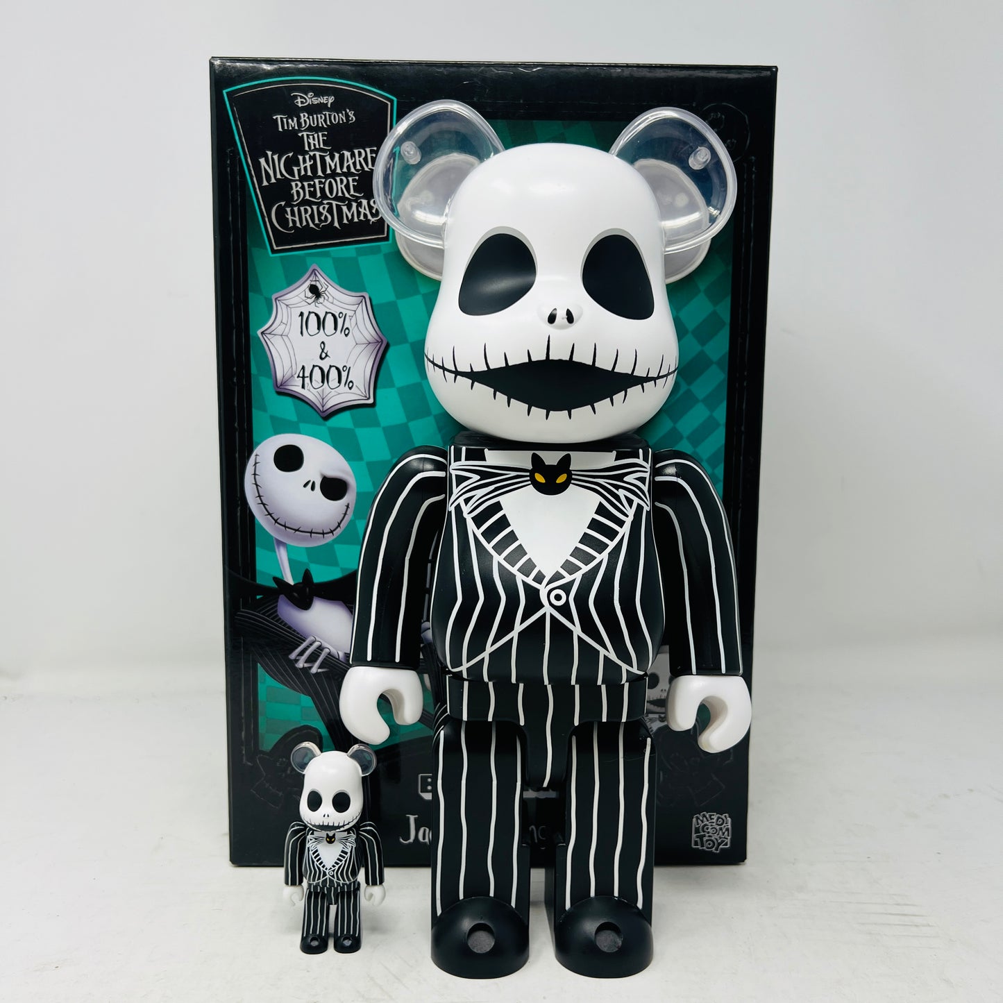 Bearbrick x Disney Tim Burton's The Nightmare Before Christmas Jack Skellington 100% & 400% Set