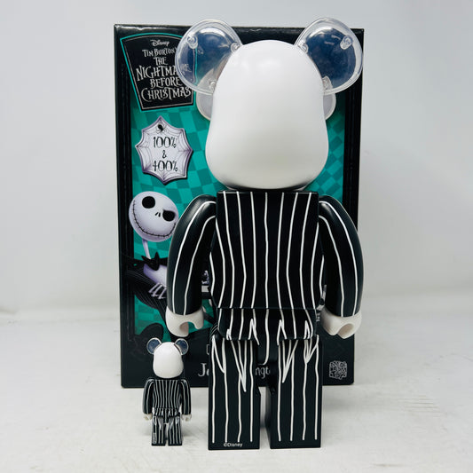 Bearbrick x Disney Tim Burton's The Nightmare Before Christmas Jack Skellington 100% & 400% Set