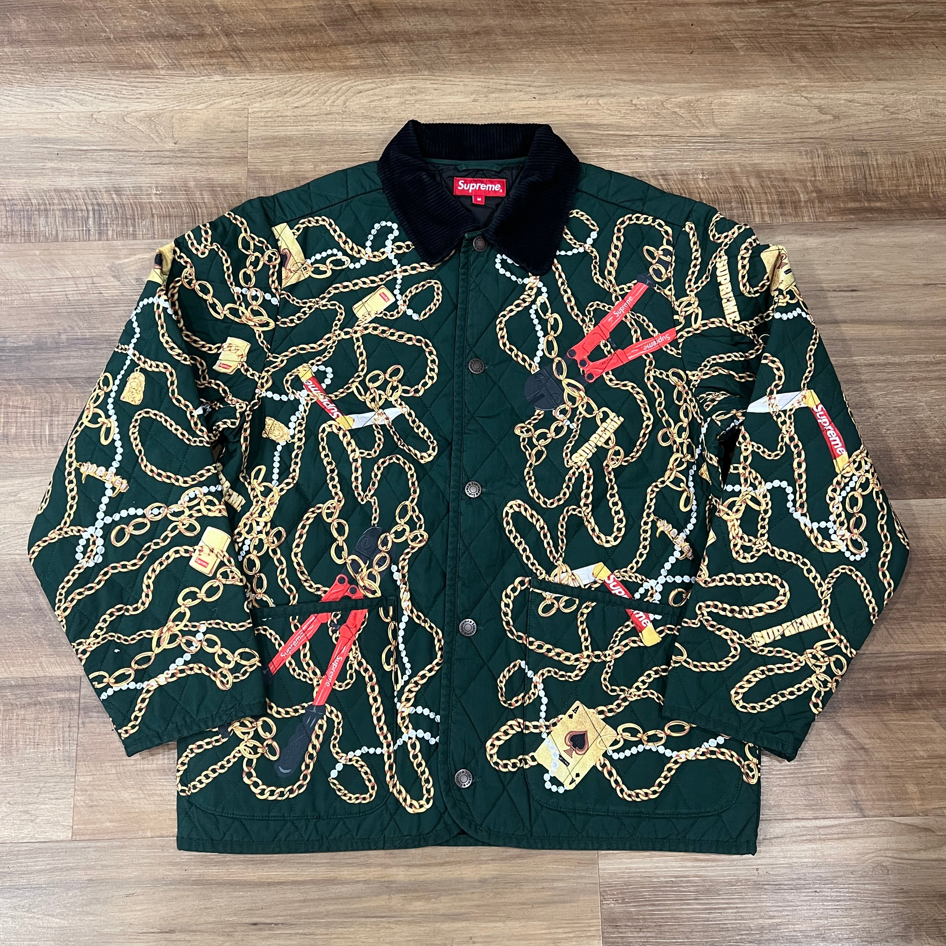 Supreme Chains Quilted Jacket Dark Green – Holy Ground