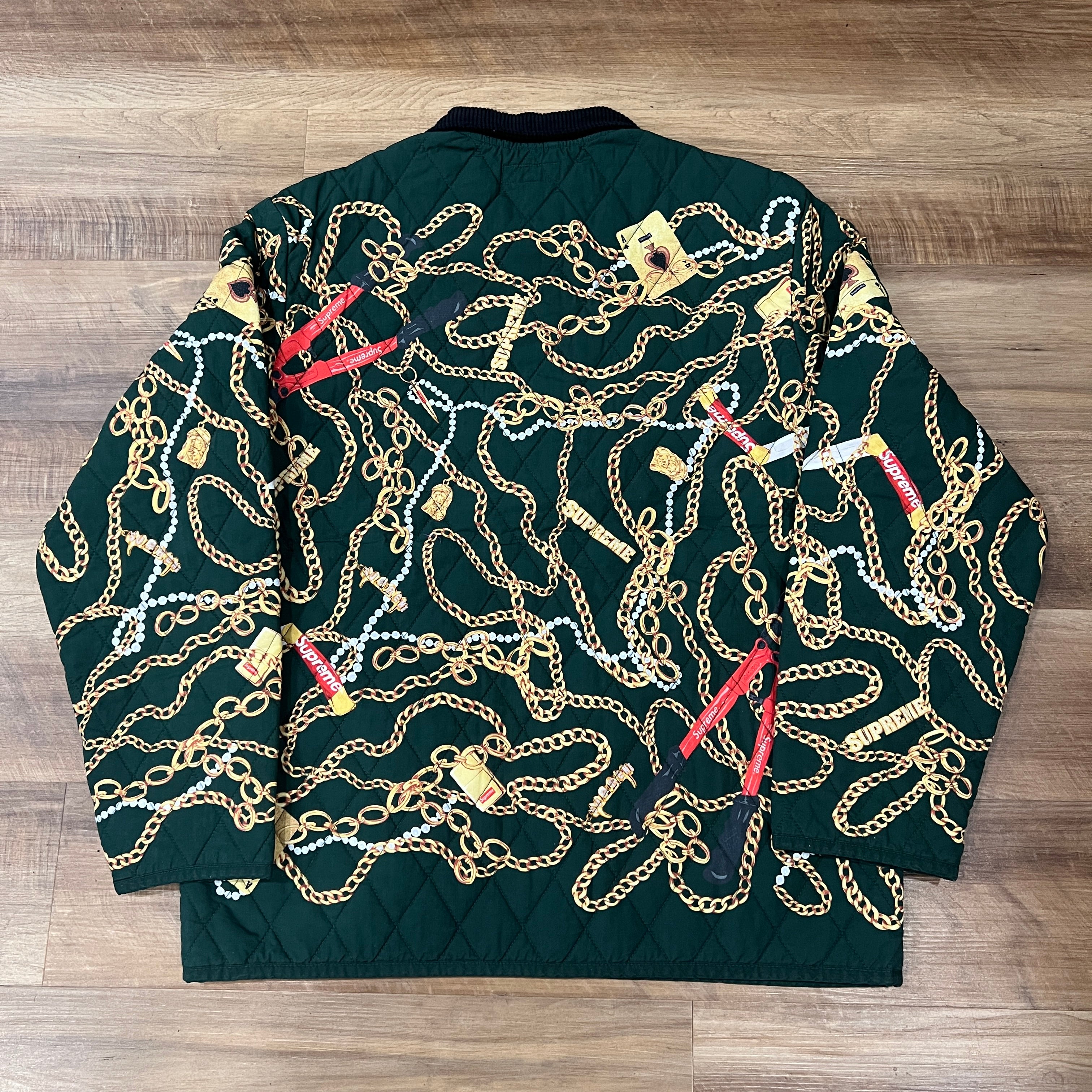Supreme Chains Quilted Jacket Dark Green – Holy Ground