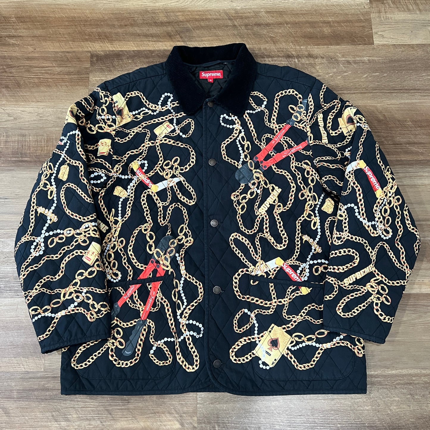 Supreme Chains Quilted Jacket Black