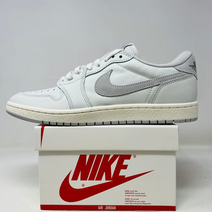 Jordan 1 Retro Low '85 Neutral Grey on a Nike box, 2023 release.