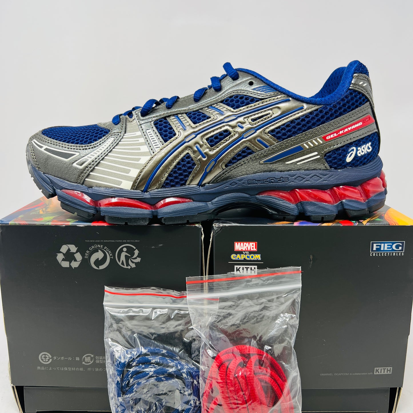 ASICS Gel-Kayano 12.1 Kith Marvel vs. Capcom Captain America vs. Guile Sealed Box (Comic Included)