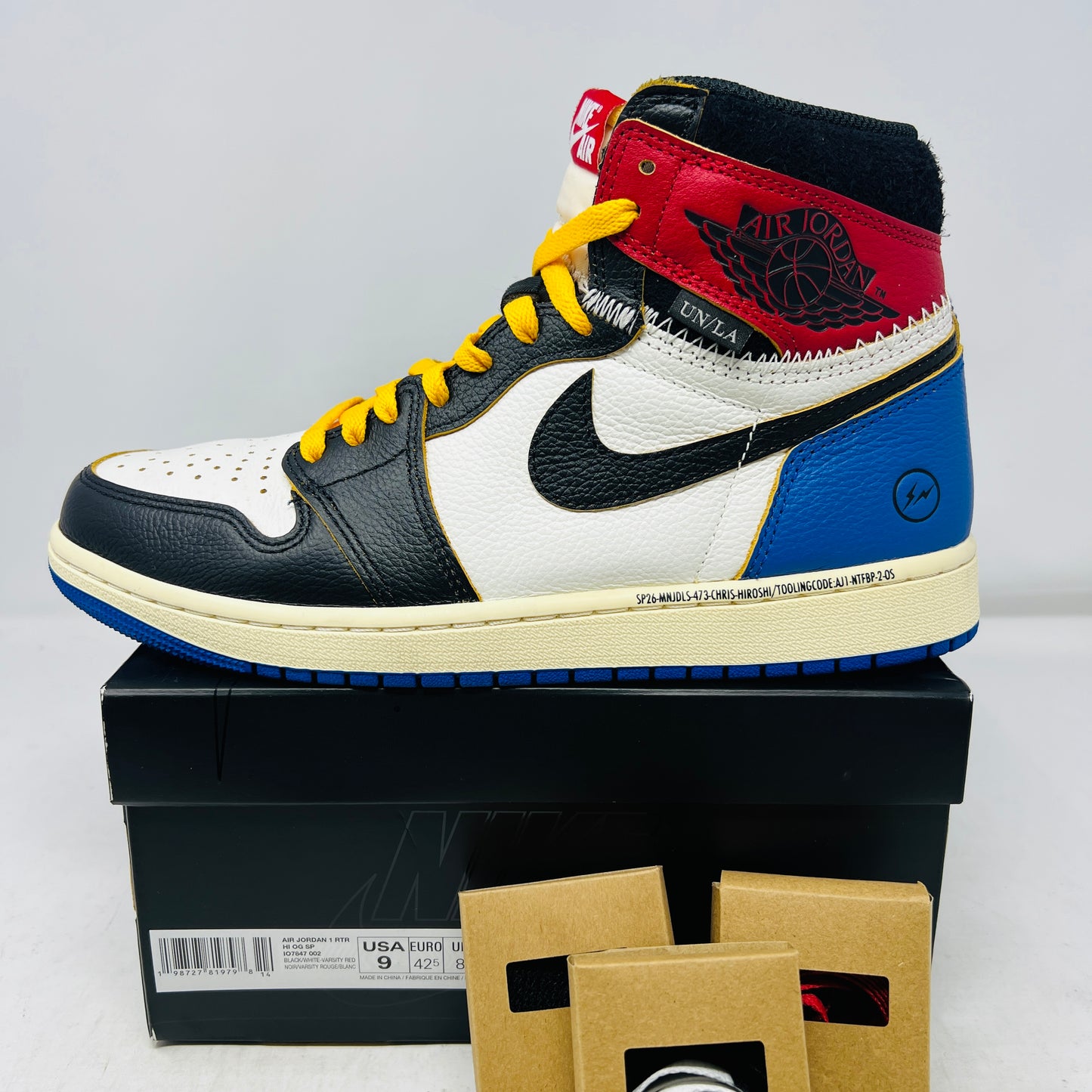 Jordan 1 Retro High OG SP Fragment x Union LA Varsity Red Sport Royal
