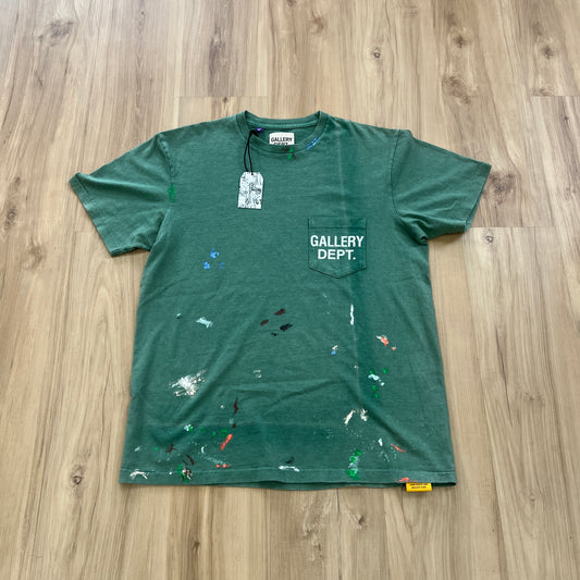Gallery Dept. Vintage Logo T-Shirt Green w/ Paint Splatter