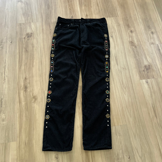Kapital Corduroy Trousers Black w/ Jewels