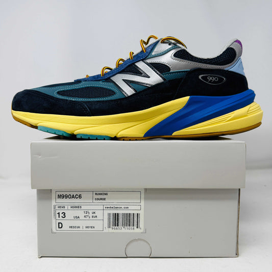 New Balance 990v6 MiUSA Action Bronson Lapis Lazuli sneaker in blue and yellow on box