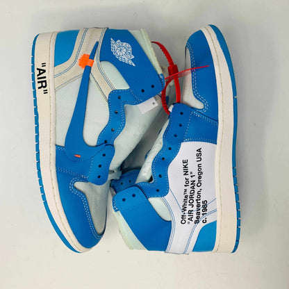 Jordan 1 UNC Off White sneakers, 2018, brand new condition with box and accessories.