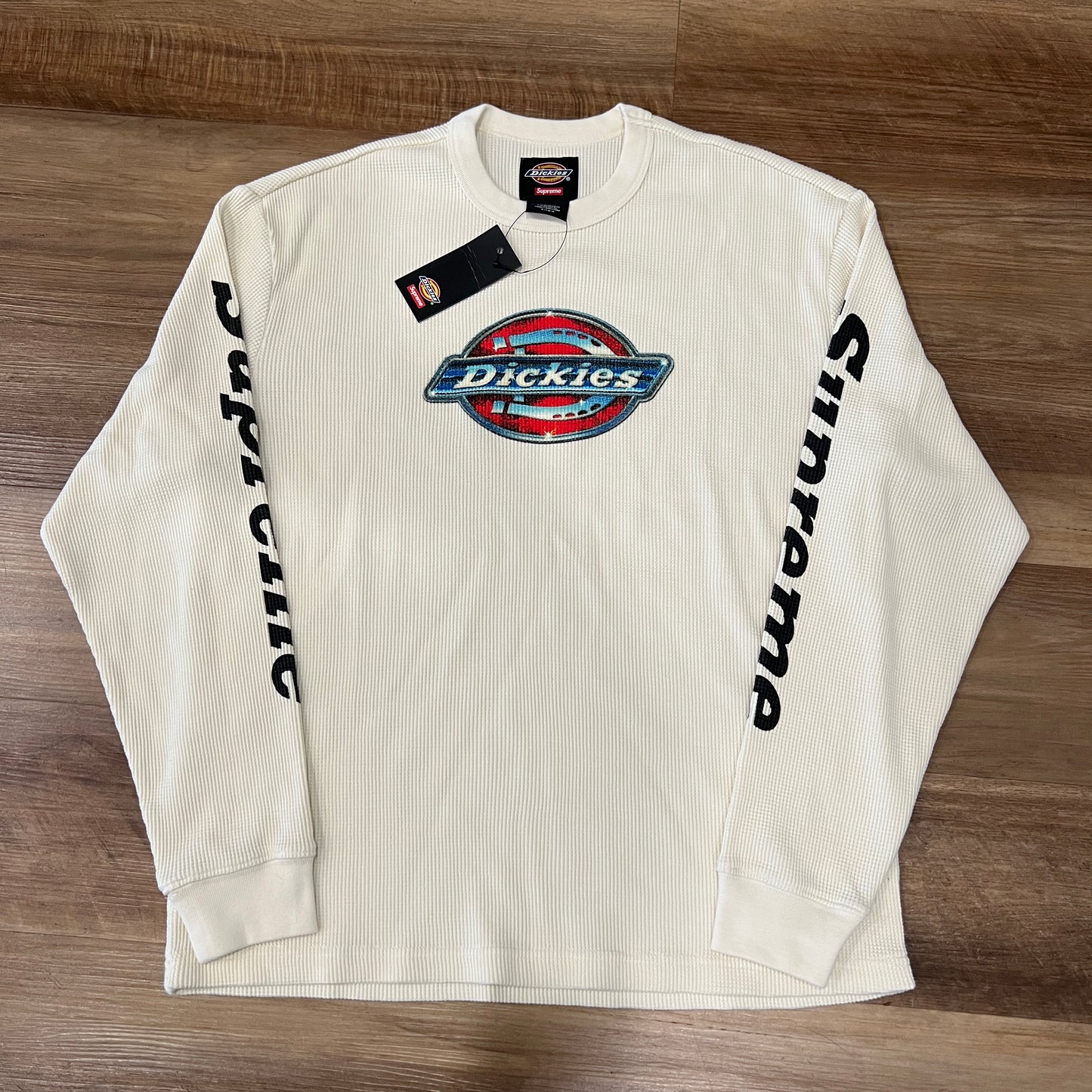 Supreme FW25 Dickies Chrome Logo Waffle Thermal Natural Cream