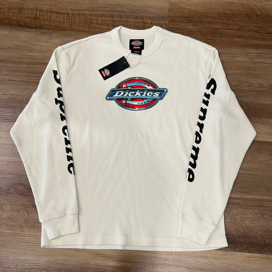 Supreme FW25 Dickies Chrome Logo Waffle Thermal Natural Cream