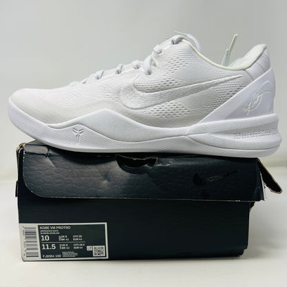 Nike Kobe 8 Protro Halo in white, brand new condition, slightly damaged box, 2023 release.