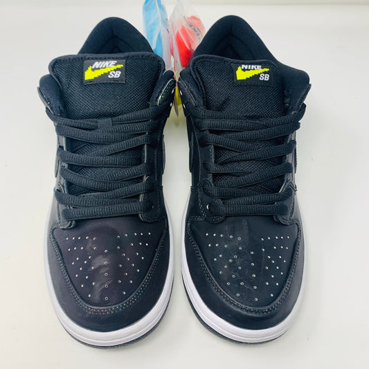 Nike SB Dunk Low Civilist sneakers with black upper, featuring red, yellow, and blue laces from 2020.