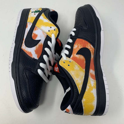Nike SB Dunk Low Raygun Tie-Dye Black sneakers 2019 with black leather, tie-dye accents, and white laces.