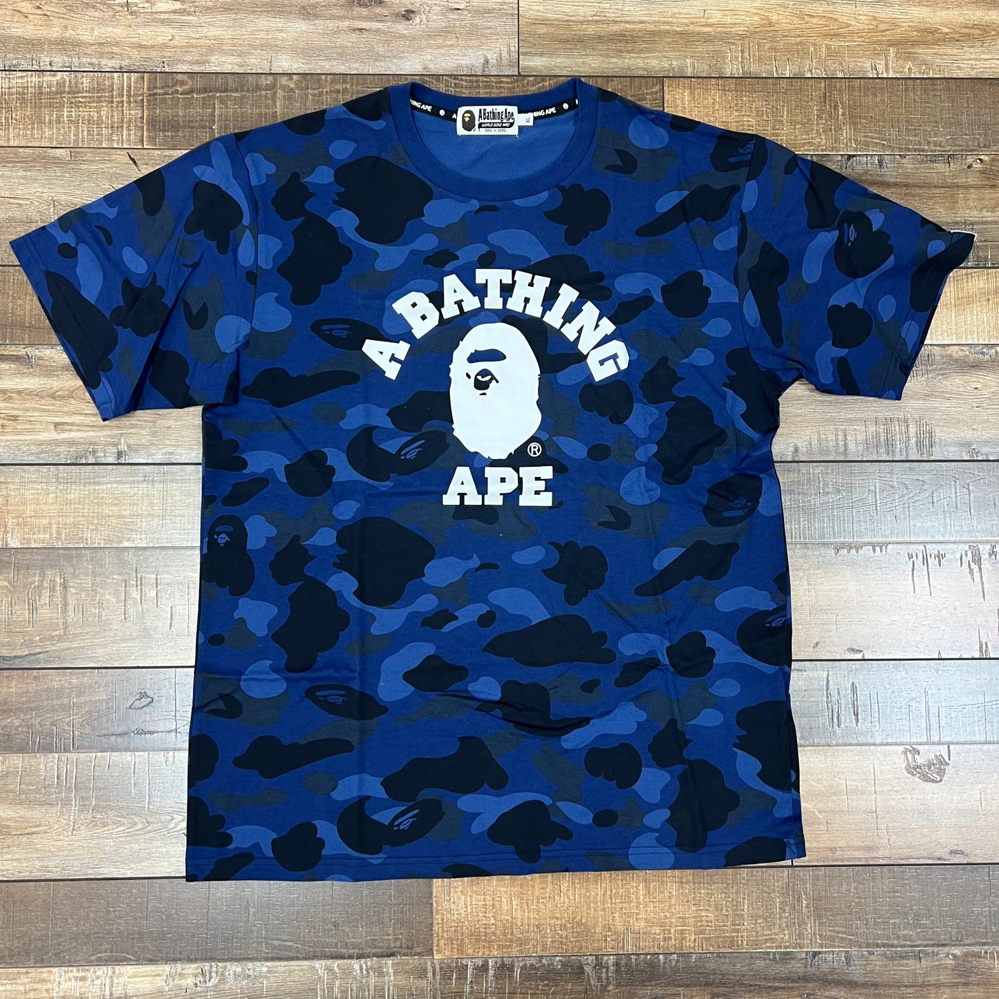 BAPE Blue camo college logo T-shirt A Bathing Ape