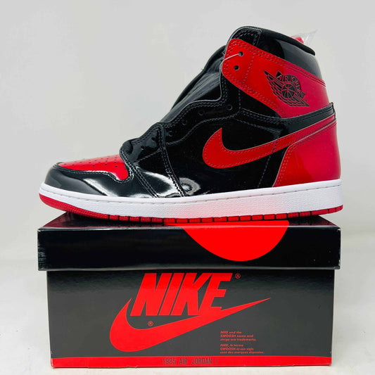 Brand new 2021 Jordan 1 Patent Bred sneakers with extra laces and hangtag in good box condition