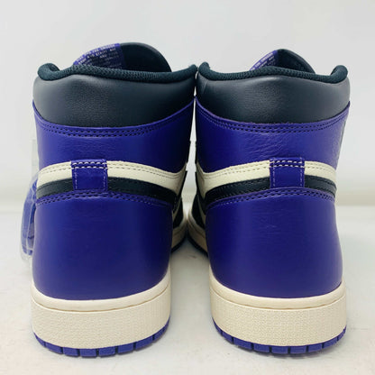 Jordan 1 Court Purple 1.0 sneakers, brand new, 2018 release, back view.