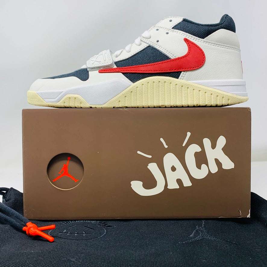 Jordan Jumpman Jack TR Travis Scott University Red sneaker from 2024, brand new with box and original accessories.
