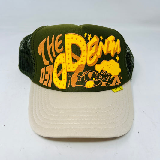 Kapital Kountry TH DD Print Trucker Cap Olive Beige Orange Yellow
