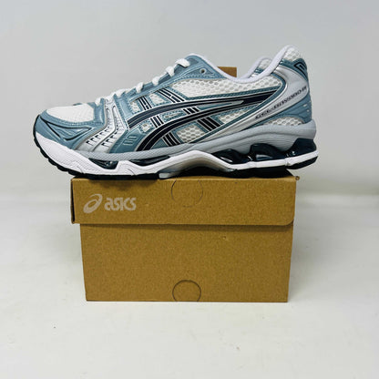 ASICS Gel-Kayano 14 in White Fjord Grey on box, brand new condition.