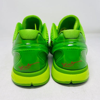 Nike Kobe 6 Protro Grinch 2020 sneakers with green uppers, light wear, and red laces.