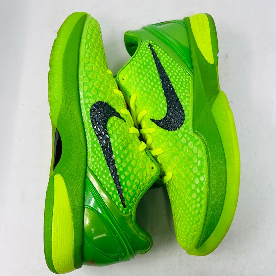 Nike Kobe 6 Protro Grinch 2020 sneakers, condition 8.5/10, clean uppers, light wear, with red laces, year 2020.