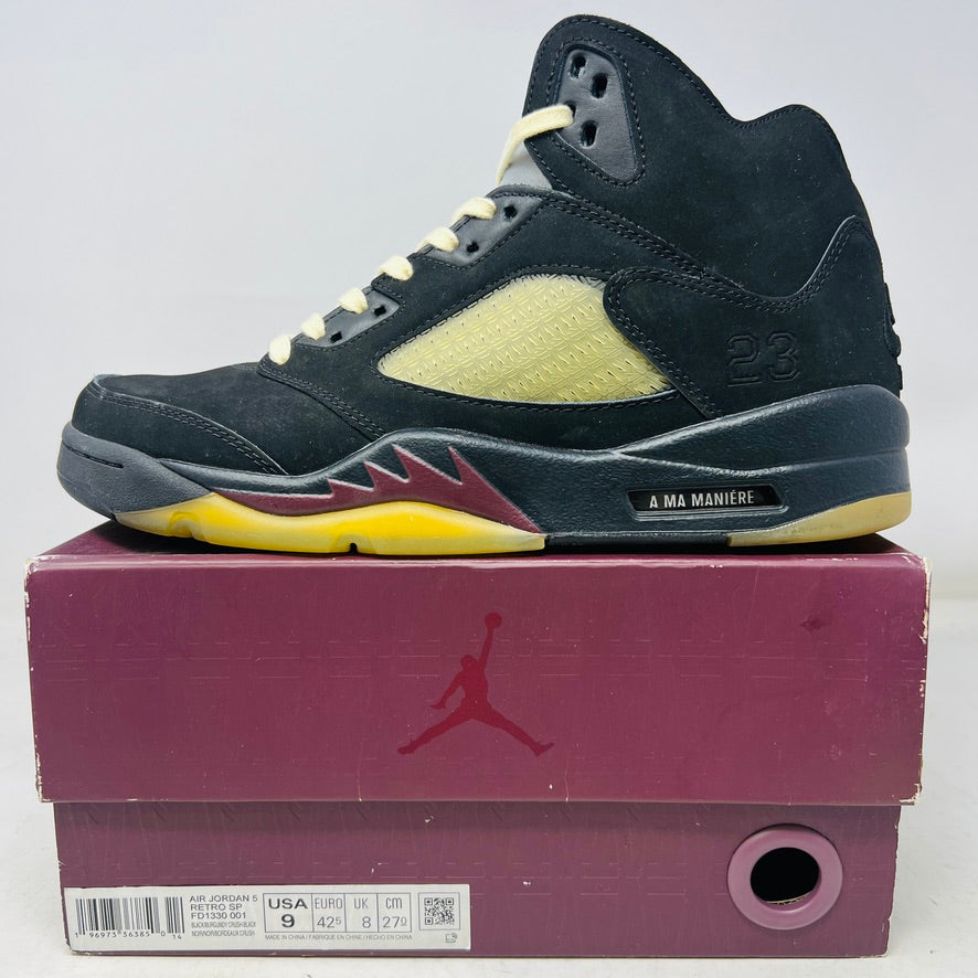 Jordan 5 Retro A Ma Maniére Dusk sneakers in black and yellow with good box condition, 2023 release
