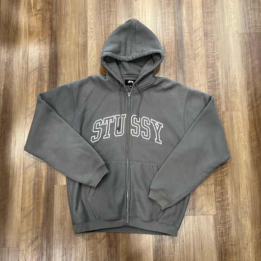 Stussy Men's Outline Zip Hoodie Grey