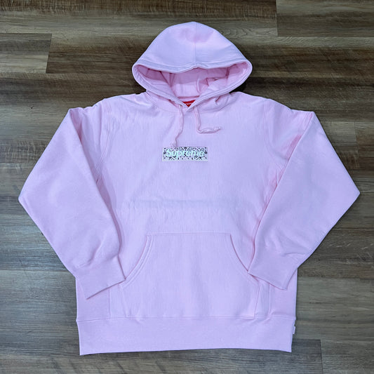 Supreme Bandana Box Logo Hooded Sweatshirt Pink