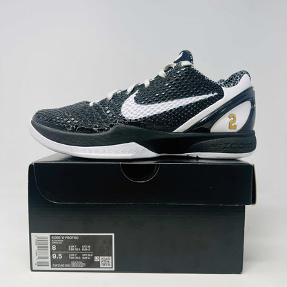 Nike Kobe 6 Protro Mambacita Sweet 16 sneakers with light wear and scratch on back tab, shown on box.